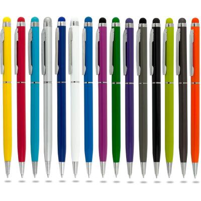 İnce Metal Touchpen Çevirmeli Tükenmez Kalem