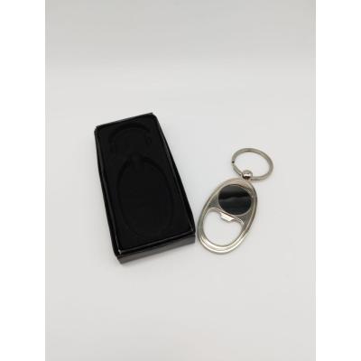 Kutulu Parlak Siyah Elips Açacaklı Metal Anahtarlık