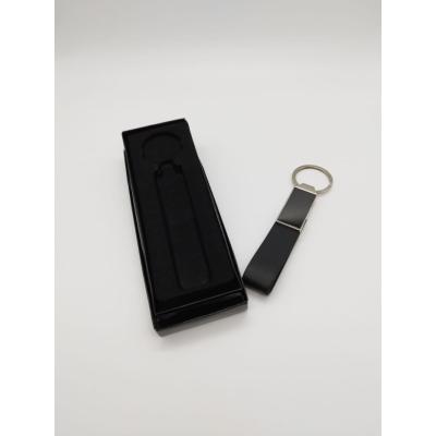 Kutulu Parlak Siyah Uzun Deri Model Metal Anahtarlık