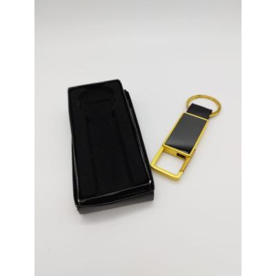 Kutulu Parlak Siyah Altın Rengi Klipsli Metal Anahtarlık